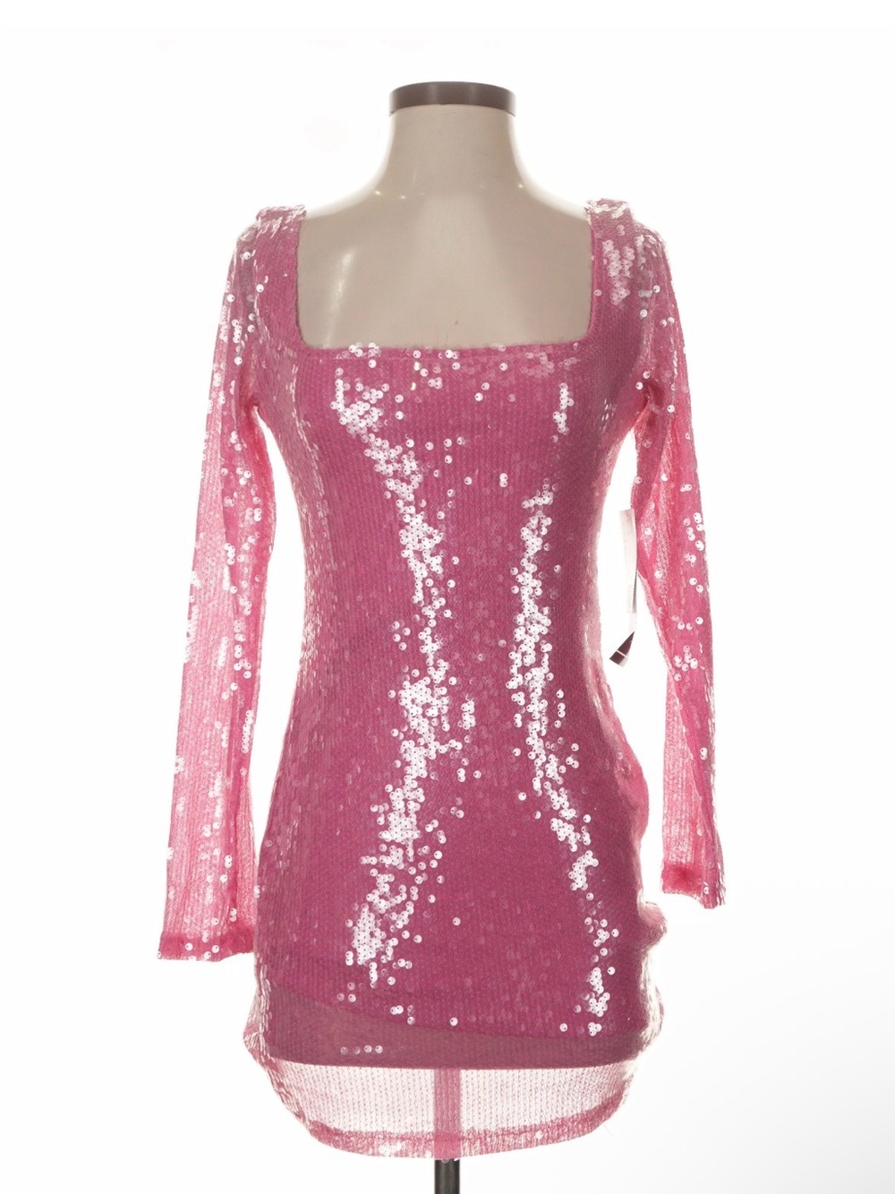 NWT Jump Apparel pink sequin long sleeve mini dress small